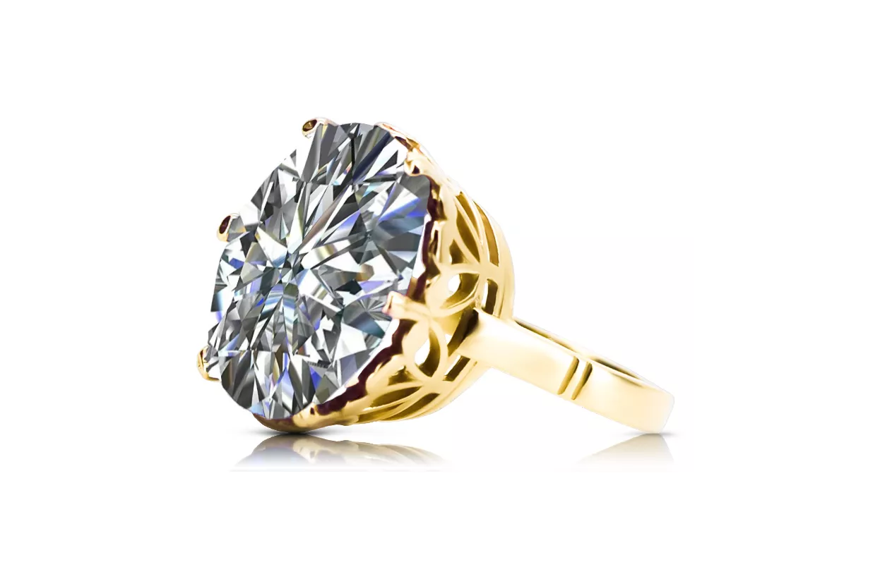 Oro amarillo de 14 quilates Circón Anillo Estilo vintage vrc130y